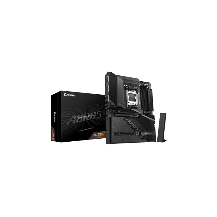 Gigabyte B850 AORUS STEALTH AMD AM5 Socket Motherboard  ATX  4x DDR5 Slots  4x M.2 Sockets  Fitted I/O Shield  5GbE LAN  Wi-Fi 7