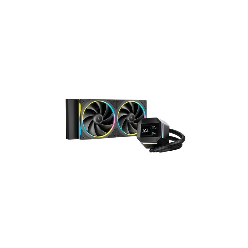 DeepCool LM240 Liquid CPU Cooler with 2.4“ IPS Display  240mm AIO  Dual 120mm ARGB Fans  Anti-Leak Technology  PWM Pump  Intel L
