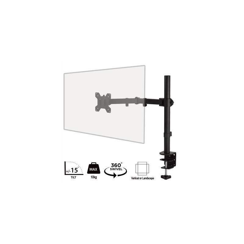 piXL Single Monitor Arm  For Screens Upto 32 inch  Desk Mounted  VESA dimensions of 75x75mm or 34 inch if 100x100mm Vesa  180 De
