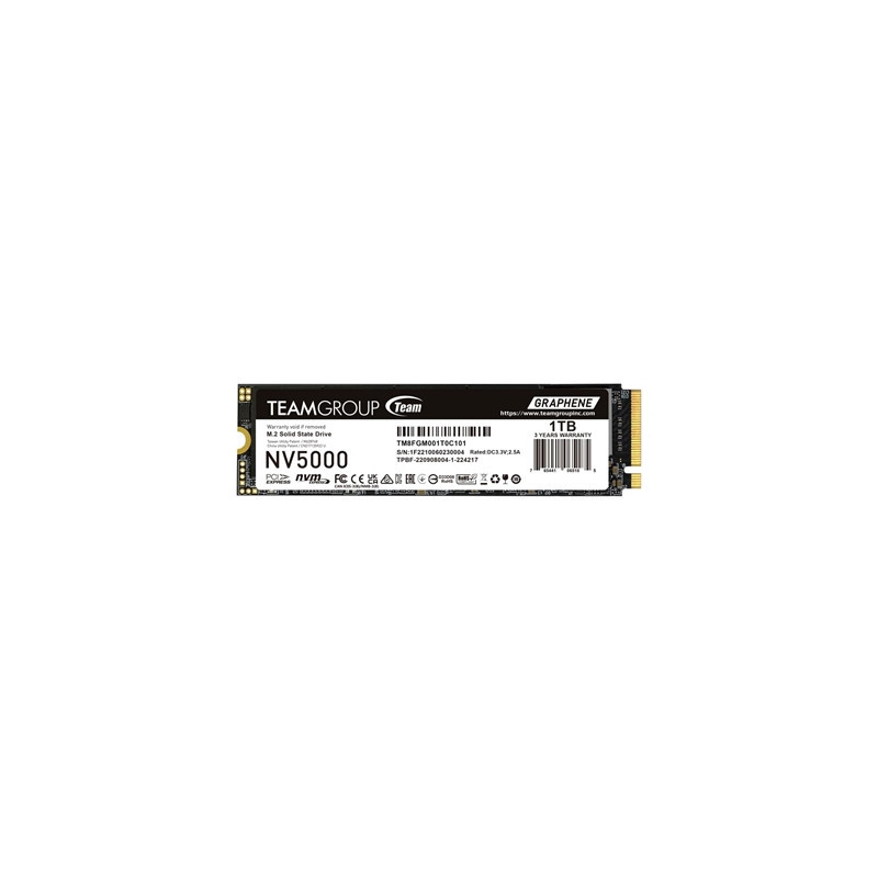 Team NV5000 (TM8FGM001T0C101) 1TB M.2 Interface  PCIe Gen4x4 with NVMe  2280  Read 5000MB/s  Write 3000MB/s  3 Year Warranty