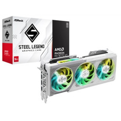 ASRock AMD Radeon RX 9070 XT Steel Legend 16GB GDDR6 Graphics Card  4096 Streams  2970MHz Boost Clock  Triple Fan  3x DisplayPor