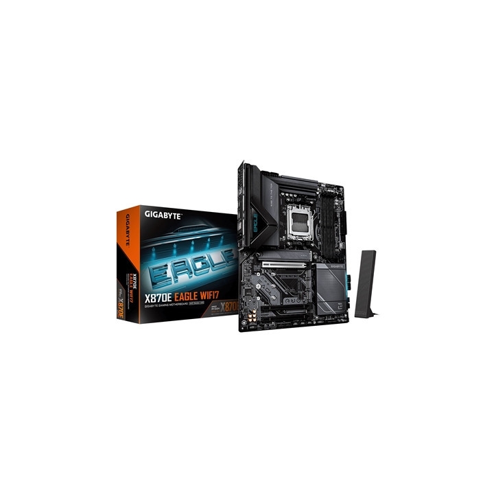 Gigabyte X870E EAGLE WIFI7 AMD AM5 Socket Motherboard  ATX  4x DDR5 Slots  4x M.2 Sockets  Fitted I/O Shield  5GbE LAN  Wi-Fi 7 