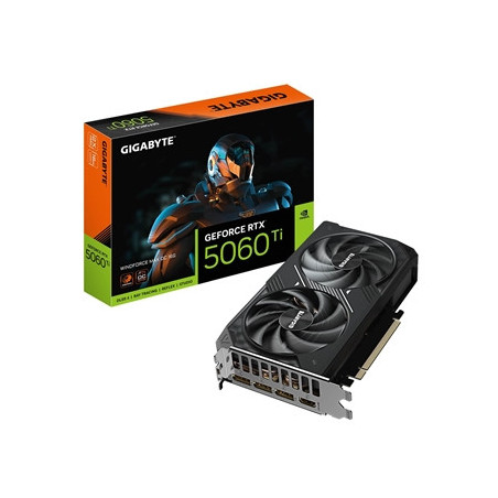 Gigabyte NVIDIA GeForce RTX 5060 Ti Windforce Max OC 16GB GDDR7 Graphics Card  4608 CUDA Cores  2587 MHz Core Clock  Dual Fan  3