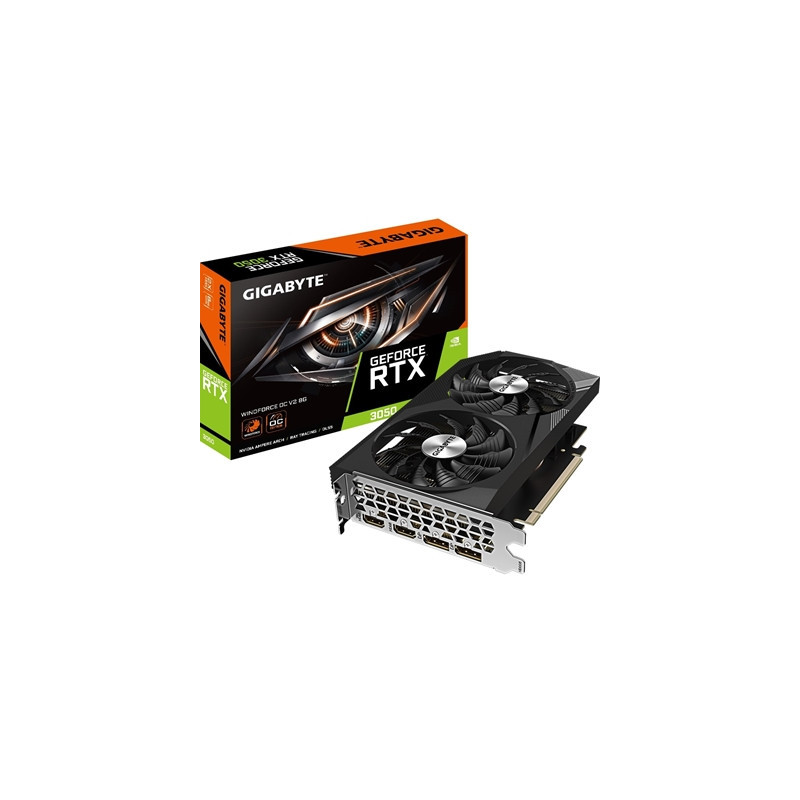 Gigabyte NVIDIA GeForce RTX 3050 WINDFORCE OC V2 8GB GDDR6 Graphics Card  2560 CUDA Cores  1792 MHz Core Clock  Dual Fan  2x Dis