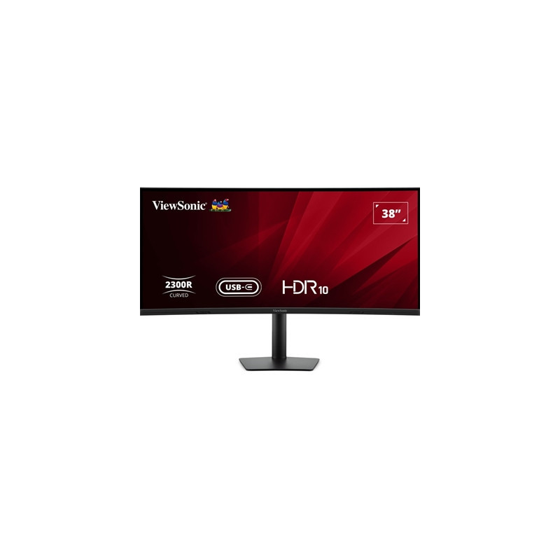 Viewsonic VA3820C 38 Inch UltraWide Quad HD LED Curved Monitor with USB-C Hub  4.8ms   HDMI  Display Port  3840 x 1600  75Hz  Sp