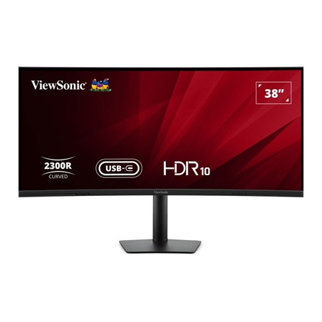 Viewsonic VA3820C 38 Inch UltraWide Quad HD LED Curved Monitor with USB-C Hub  4.8ms   HDMI  Display Port  3840 x 1600  75Hz  Sp