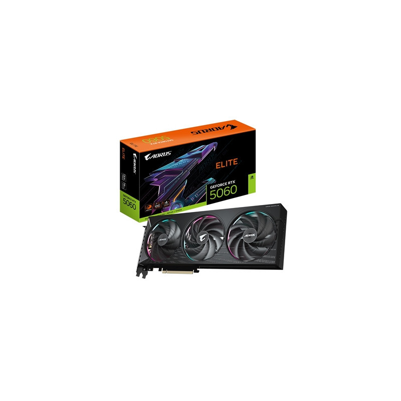 Gigabyte AORUS NVIDIA GeForce RTX 5060 ELITE GDDR7 Graphics Card  3840 CUDA Cores  2722 MHz Core Clock  Triple Fan  3x DisplayPo
