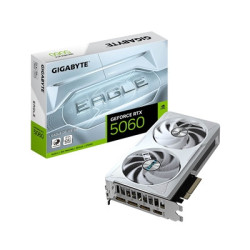 Gigabyte NVIDIA GeForce RTX 5060 EAGLE OC ICE 8GB GDDR7 Graphics Card  3840 CUDA Cores  2550 MHz Core Clock  Dual Fan  White  3x