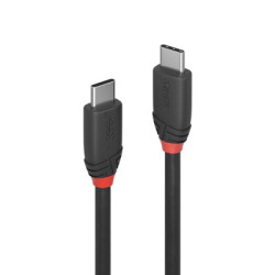 LINDY 36906 Black Line USB Cable  USB 3.2 Type-C (M) to USB 3.2 Type-C (M)  1m  Black & Red  SuperSpeed USB Supports Data Transf