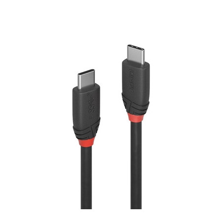 LINDY 36906 Black Line USB Cable  USB 3.2 Type-C (M) to USB 3.2 Type-C (M)  1m  Black & Red  SuperSpeed USB Supports Data Transf