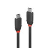 LINDY 36906 Black Line USB Cable  USB 3.2 Type-C (M) to USB 3.2 Type-C (M)  1m  Black & Red  SuperSpeed USB Supports Data Transf