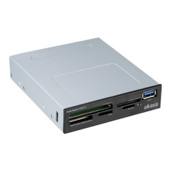 Akasa USB 3.0 Multi Card Reader  Supports CF/MS/SD/MicroSD UHS-II Cards  3.5“  Internal USB 3.0 Connector  Black  for PC