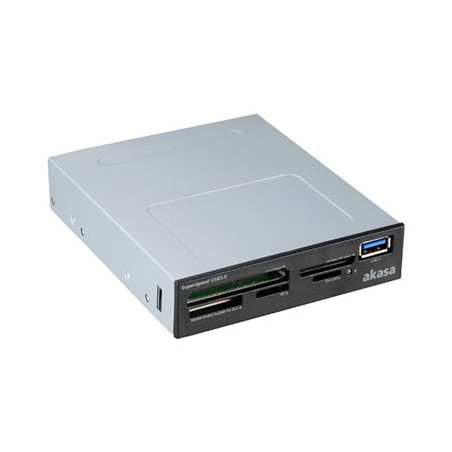 Akasa USB 3.0 Multi Card Reader  Supports CF/MS/SD/MicroSD UHS-II Cards  3.5“  Internal USB 3.0 Connector  Black  for PC