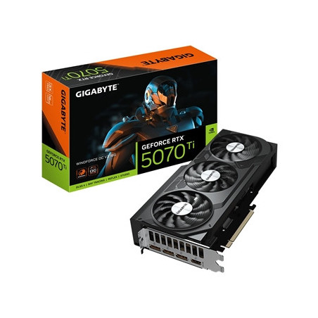 Gigabyte NVIDIA GeForce RTX 5070 Ti WINDFORCE OC V2 16GB GDDR7 Graphics Card  8960 CUDA Cores  2497 MHz Core Clock  Triple Fan  