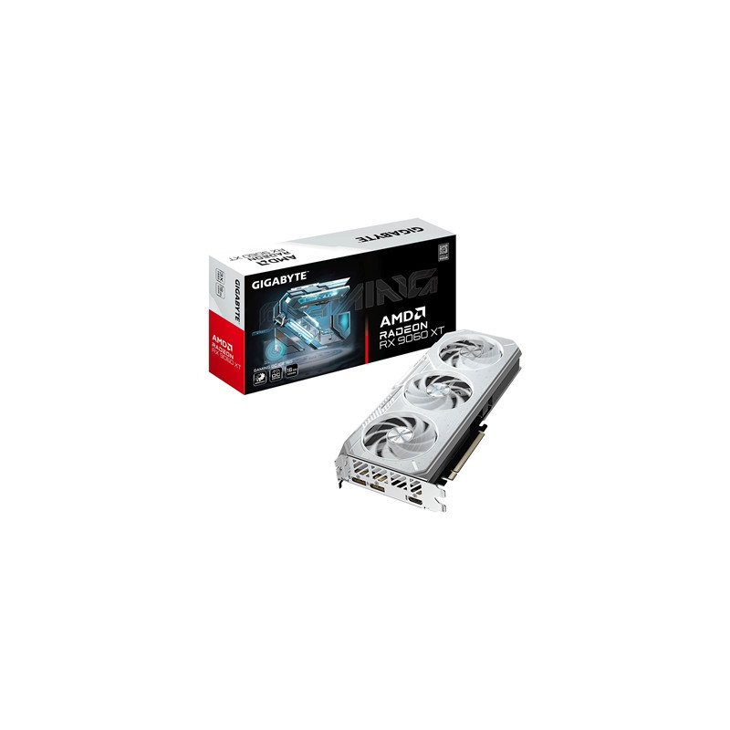 Gigabyte Radeon RX 9060 XT GAMING ICE OC 16GB GDDR6 Graphics Card  2048 Streams  3320 MHz Boost Clock  Triple Fan  RGB  2x Displ