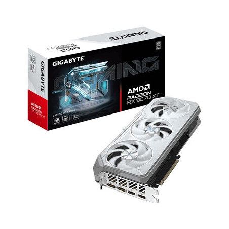 Gigabyte AMD Radeon RX 9070 XT GAMING OC ICE 16GB GDDR6 Graphics Card  4096 Streams  2520 MHz Core Clock  Triple Fan  RGB  2x Di