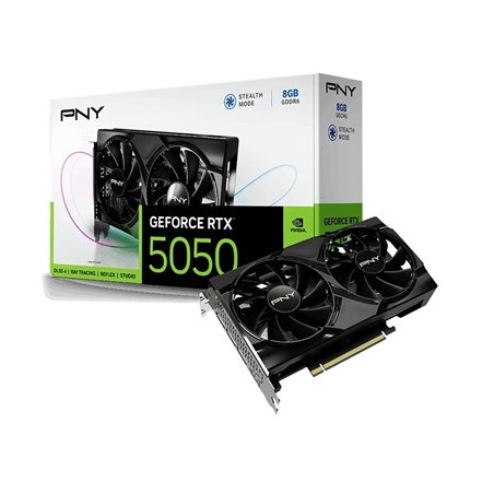 PNY NVIDIA GeForce RTX 5050 8GB GDDR6 Graphics Card  2560 CUDA Cores  2317 MHz Core Clock  Dual Fan  3x DisplayPorts / 1x HDMI P