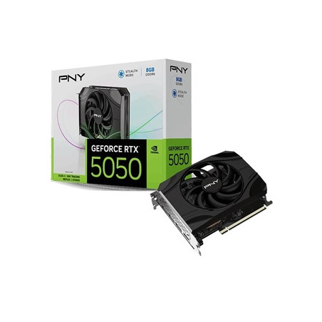 PNY NVIDIA GeForce RTX 5050 8GB GDDR6 Graphics Card  2560 CUDACores  2317 MHz Core Clock  Single Fan  3x DisplayPorts / 1x HDMI 