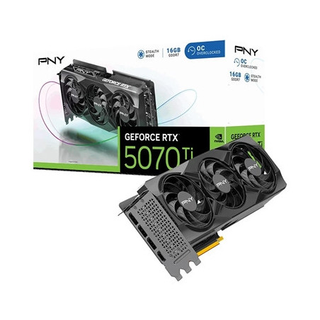 PNY NVIDIA GEFORCE RTX 5070 Ti OC 16GB  GDDR7 Graphics Card  8960 CUDA Cores  2295 MHz Core Clock  Triple Fan  3x Display Ports 
