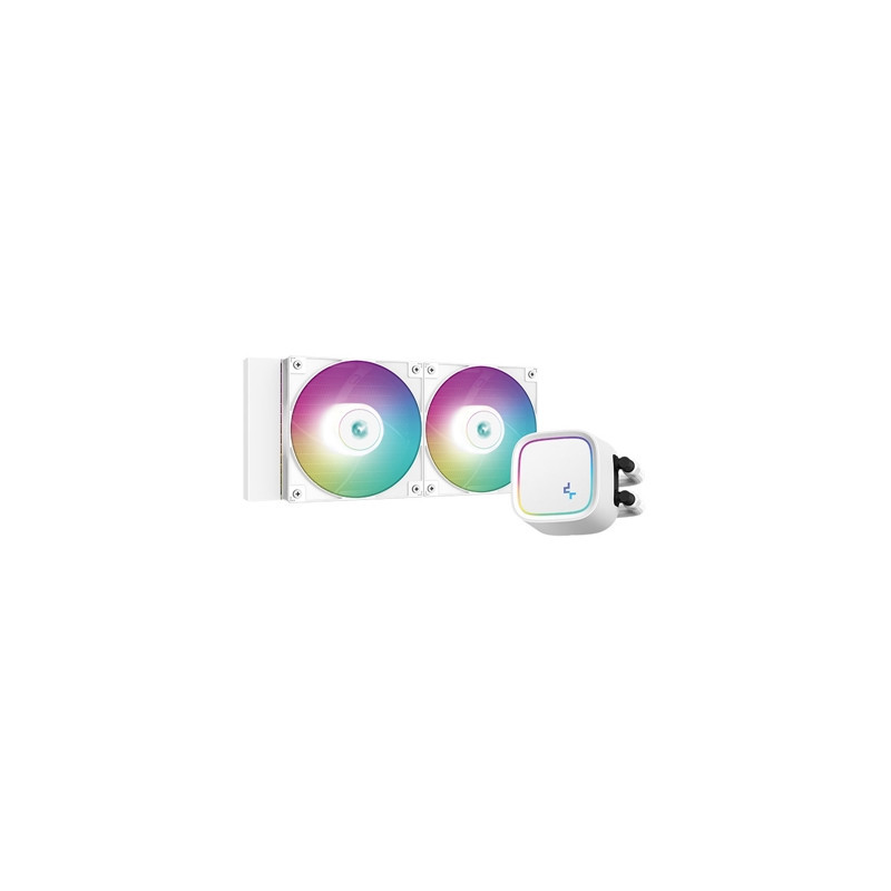 DeepCool LE520 White Universal AiO Cooler with 2 x 120mm ARGB PWM Fans  Copper Heatsink  Aluminium Radiator  Intel/ AMD Compatib