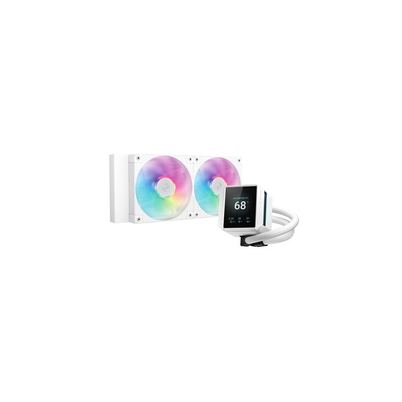 DeepCool Mystique 240 WH ARGB Liquid CPU Cooler with 2.83“ TFT LCD Display  240mm Radiator  Addressable RGB Fans  Hydro Bearing 