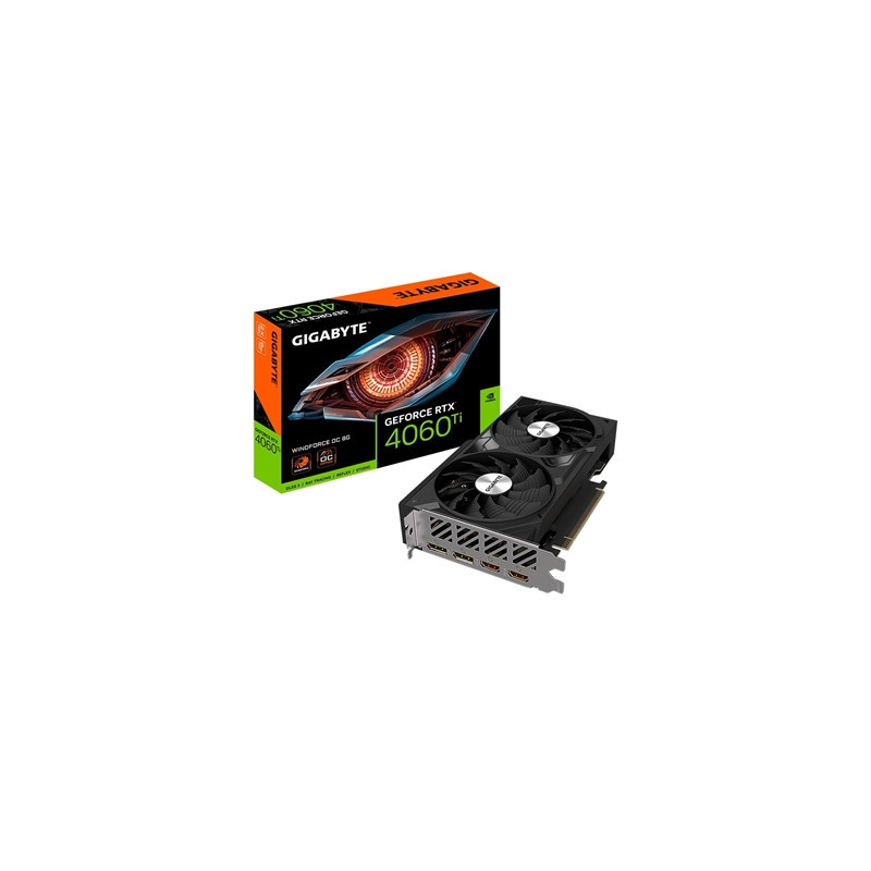 Gigabyte NVIDIA GeForce RTX 4060 Ti WINDFORCE OC 8G Graphics Card  8GB GDDR6  4352 CUDA Cores  2550 MHz Core Clock  Dual Fan  2x