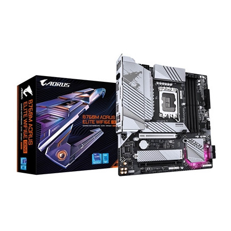 Gigabyte B760M AORUS ELITE WIFI6E GEN5 Intel 1700 Socket Motherboard  Micro-ATX  4x DDR5 Slots  2x M.2 Socket  2.5GbE LAN  Wi-Fi