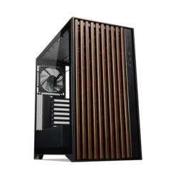 TecWare Timber ATX PC Case  High Airflow Mid Tower with Wood Front Panel  4 Pre-Installed 120mm Fans  Tool-Free Dual Glass Panel