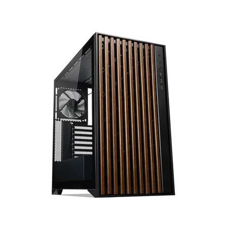TecWare Timber ATX PC Case  High Airflow Mid Tower with Wood Front Panel  4 Pre-Installed 120mm Fans  Tool-Free Dual Glass Panel