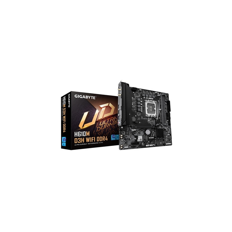Gigabyte H610M D3H WIFI DDR4 Intel 1700 Socket Motherboard  Micro-ATX  2x DDR4 Slots  2x M.2 Socket  GbE LAN  Wi-Fi 5  1x HDMI P