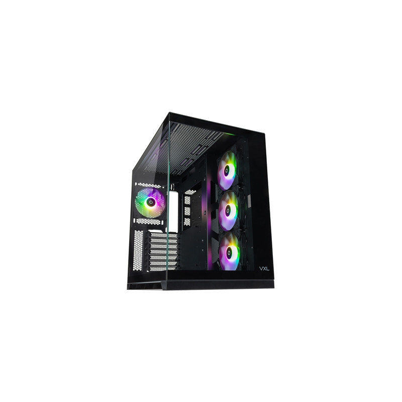 Tecware VXL EVO ARGB ATX Mid-Tower PC Case - Black  Dual-Chamber Design  4 x 120mm ARGB Fans Pre-Installed  Infinity Glass Panel