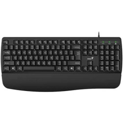 Genius KB-123 Wired AI Copilot Business Keyboard with Palm Rest  USB Plug and Play  Multimedia Function Keys  Full Size UK Layou