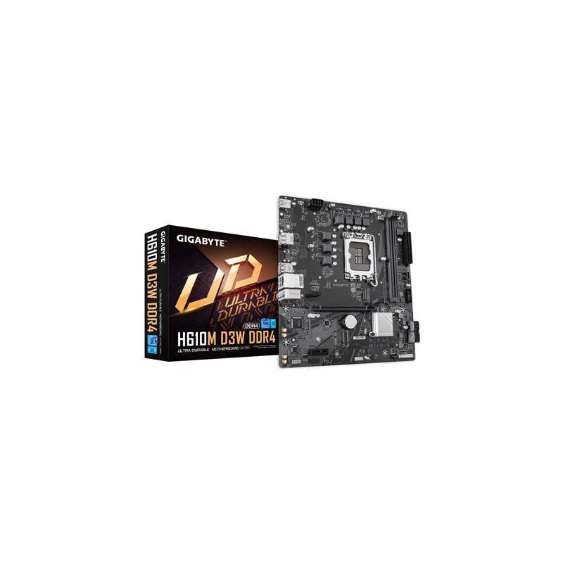 Gigabyte H610M D3W DDR4 Intel 1700 Socket Motherboard  Micro-ATX  2x DDR4 Slots  1x M.2 Socket  GbE LAN  1x DisplayPort / 1x HDM