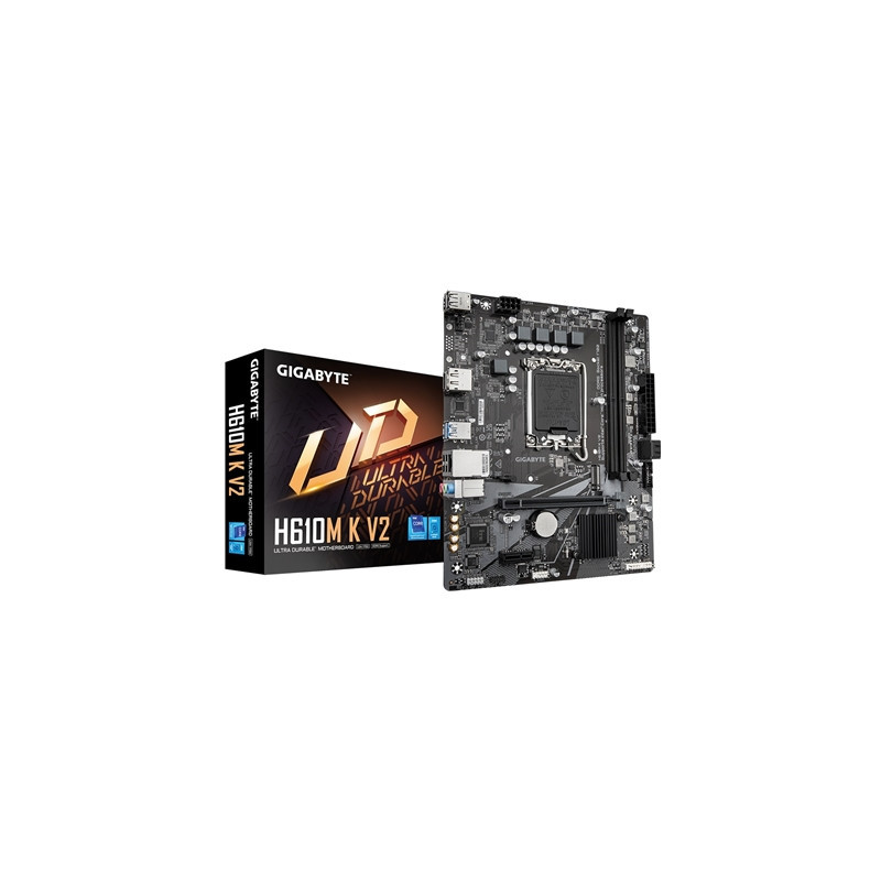 Gigabyte H610M K V2 DDR5 Anti-Sulfur Resistor Intel 1700 Socket Motherboard  Micro-ATX  2x DDR5 Slots  1x M.2 Socket  GbE LAN  1