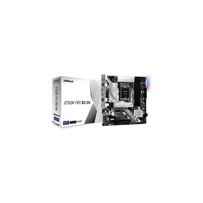 ASRock B760M Pro RS/D4 WiFi Intel 1700 Socket Motherboard  Micro-ATX  4x DDR4 Slots  3x M.2 Sockets  2x USB-C Port  Fitted I/O S