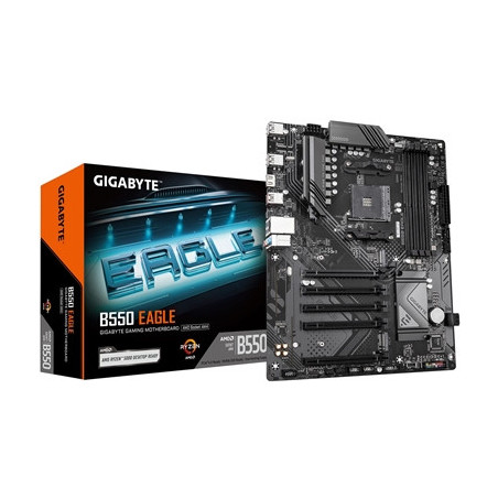 Gigabyte B550 EAGLE AMD AM4 Socket Motherboard  ATX  4x DDR4 Slots  2x M.2 Sockets  2x USB-C Port  GbE LAN  1x HDMI Port