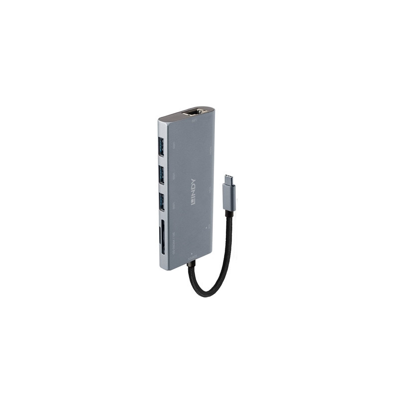 LINDY 43278 DST-Mini Plus USB-C Laptop Mini Docking Station with 4K HDMI  VGA Support & USB-C 100W Pass-Through Charging  3 x US