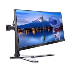 iiyama DS1002D-B1 Dual Desk Stand Monitor Arm  Desk Mount  Fits 2 x 30 Inch Flat Screens  Tilt  Swivel  Height  Rotation  inc Ca