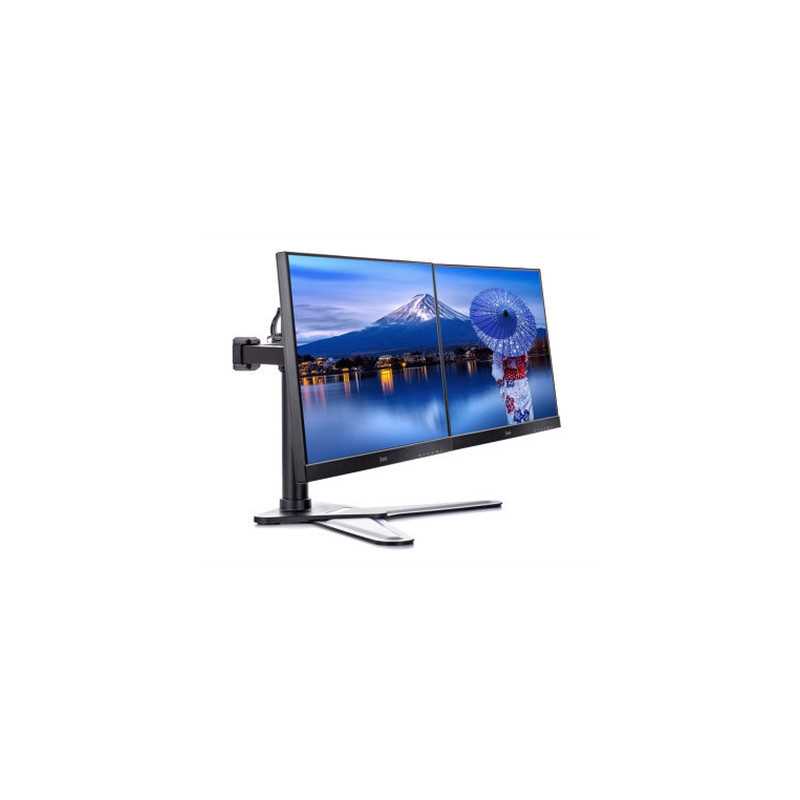 iiyama DS1002D-B1 Dual Desk Stand Monitor Arm  Desk Mount  Fits 2 x 30 Inch Flat Screens  Tilt  Swivel  Height  Rotation  inc Ca