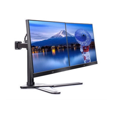 iiyama DS1002D-B1 Dual Desk Stand Monitor Arm  Desk Mount  Fits 2 x 30 Inch Flat Screens  Tilt  Swivel  Height  Rotation  inc Ca