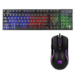 Marvo Scorpion Keyboard and Mouse Bundle featuring Marvo Scorpion K605 3 Colour LED Backlit USB 2.0 Frameless UK Layout Gaming K