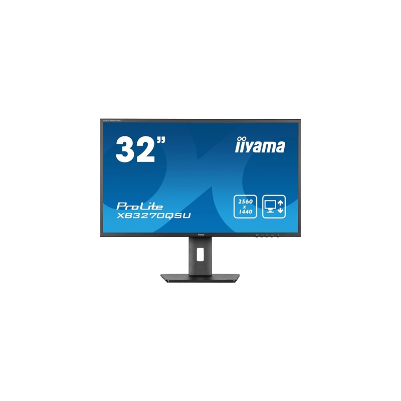 iiyama PROLITE XB3270QSU-B1 32 inch IPS Monitor  WQHD  3ms  HDMI  DisplayPort  USB Hub  Freesync  100Hz  Speakers  Black  Intern