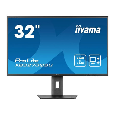 iiyama PROLITE XB3270QSU-B1 32 inch IPS Monitor  WQHD  3ms  HDMI  DisplayPort  USB Hub  Freesync  100Hz  Speakers  Black  Intern