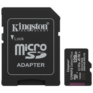 Kingston Canvas Select 128GB Micro SD UHS-I Flash Card with Adapter