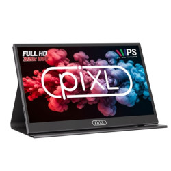 piXL PM156C 15.6 Inch 60Hz Full HD IPS Widescreen Portable Monitor with USB-C  Mini HDMI & Speakers with Foldable Case & Stand
