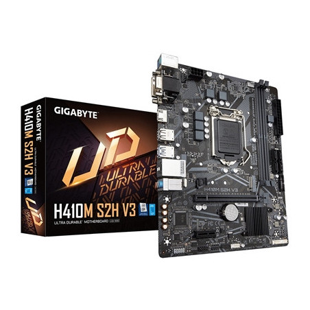 Gigabyte H410M S2H V2 Motherboard  Intel Socket 1200  10th Gen  Micro ATX  Intel Ultra Durable with GIGABYTE Gaming GbE LAN  PCI