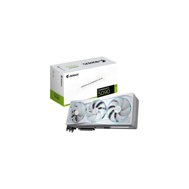 Gigabyte NVIDIA GeForce RTX 5090 AORUS STEALTH ICE 32G Graphics Card  32GB GDDR7  21760 CUDA Cores  2655 MHz Core Clock  Triple 