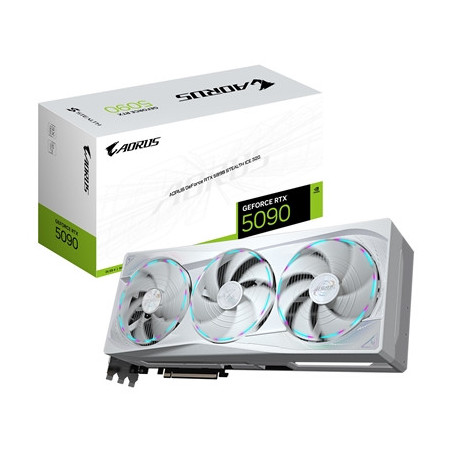 Gigabyte NVIDIA GeForce RTX 5090 AORUS STEALTH ICE 32G Graphics Card  32GB GDDR7  21760 CUDA Cores  2655 MHz Core Clock  Triple 