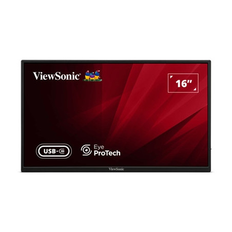 Viewsonic VA1650 16 inch USB-C Lightweight Portable IPS Monitor  Full HD  60Hz  HDMI (v1.4)  VESA  Built in Foldable Stand