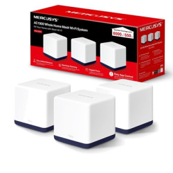 Mercusys Halo H50G (3-pack) AC1900 Whole Home Mesh Wi-Fi System  600 Mbps at 2.4 GHz + 1300 Mbps at 5 GHz  3x Internal Antennas 